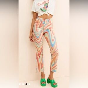 Anthropologie Wrangler High Rise Waist Straight Leg Jeans Psychedelic Rainbow